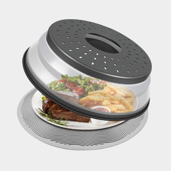 LekDrok 10 Inch Microwave Food Cover & Collapsible Silicone Mat